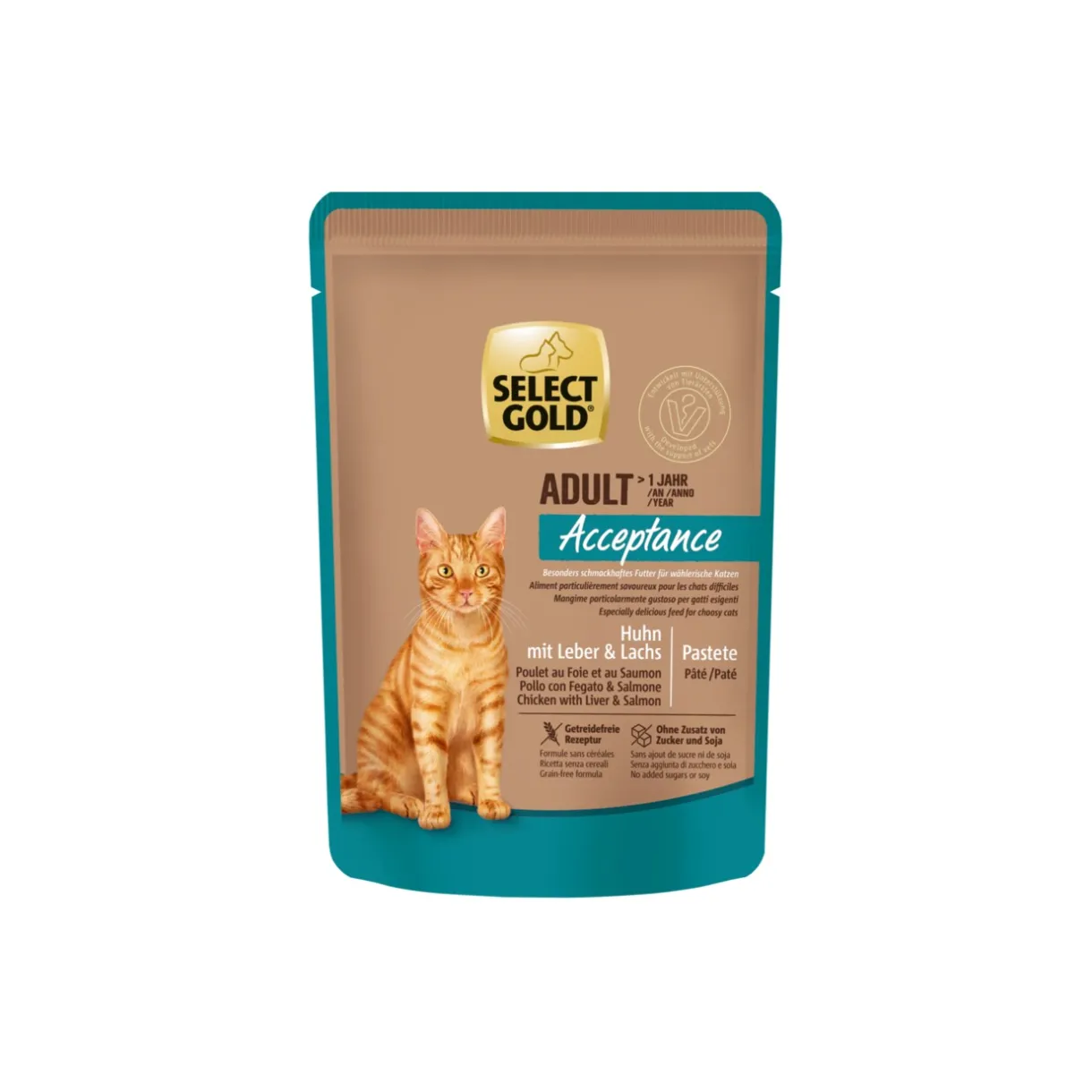 SELECT GOLD Nourriture Humide^Adult Acceptance Poulet avec Foie & Saumon 12x85 g