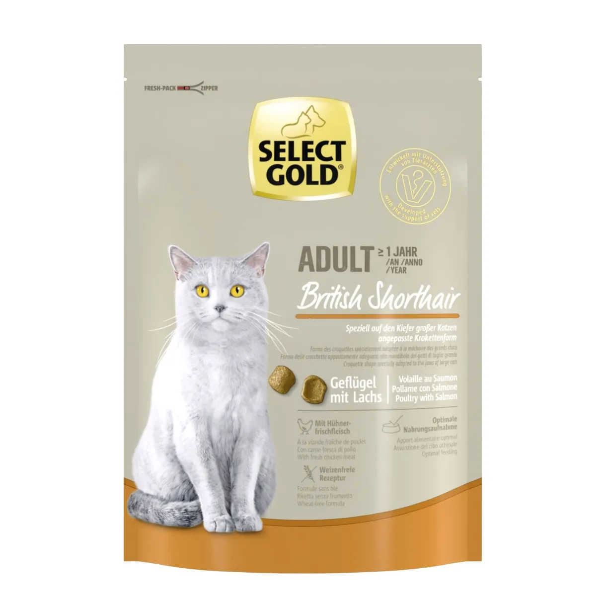 SELECT GOLD Croquettes Pour Chat^British Shorthair Adult Volaille & saumon 300 g
