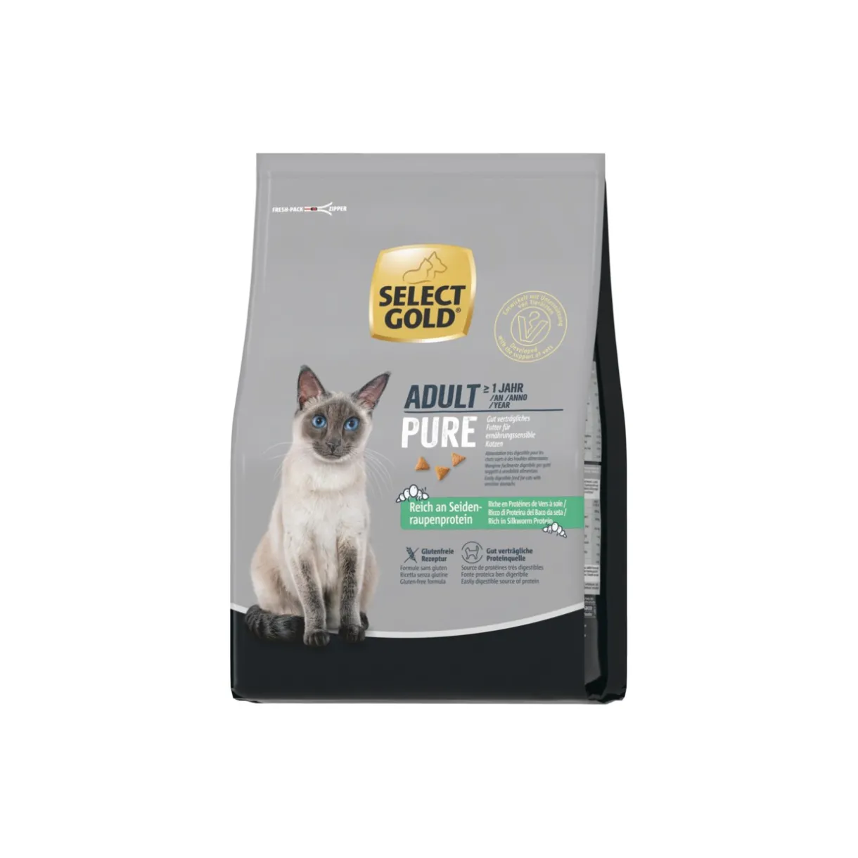 SELECT GOLD Croquettes Pour Chat^Croquettes Chat Pure Adulte Riche en Protéine de Ver à Soie 2,5 kg