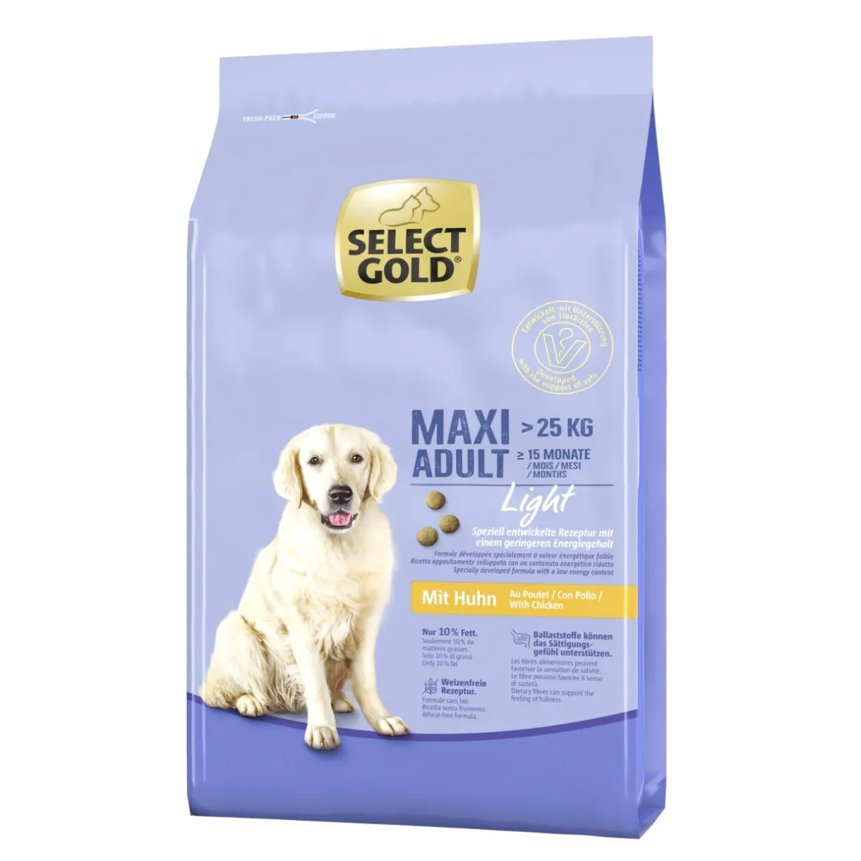 SELECT GOLD Croquettes^Light Maxi Adult poulet 12 kg