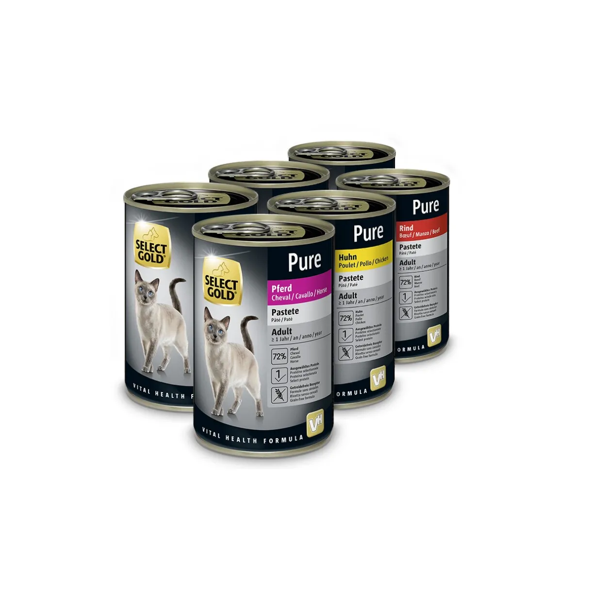 SELECT GOLD Nourriture Humide^PURE nourriture humide pour chat, paquet mixte adulte 6x400g