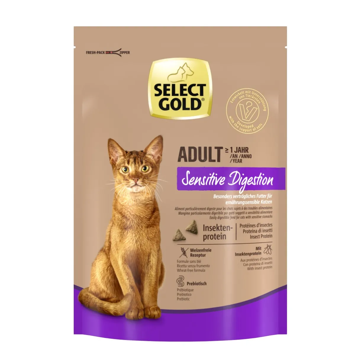 SELECT GOLD Croquettes Pour Chat^Sensitive Adult protéine d'insectes 300 g
