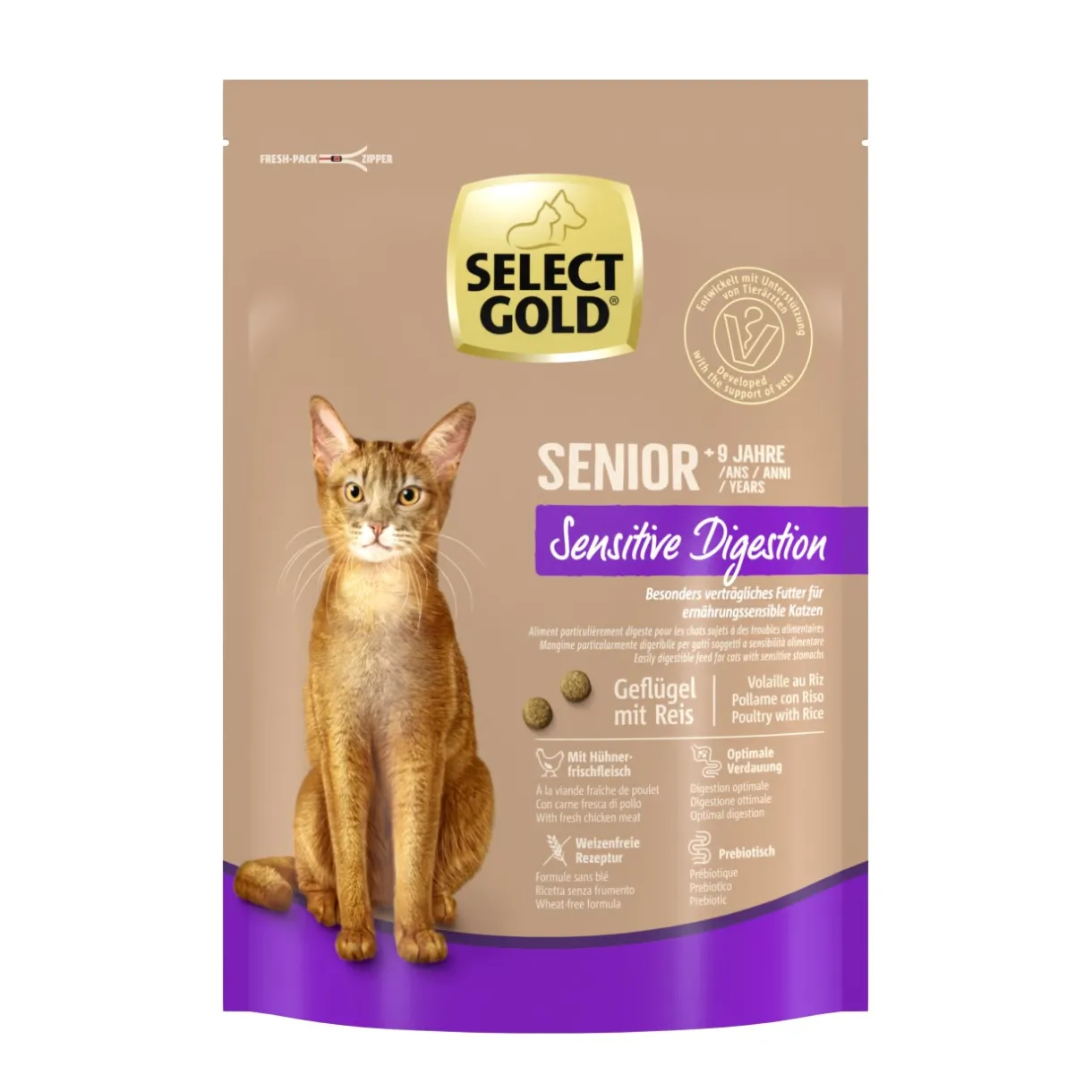 SELECT GOLD Croquettes Pour Chat^Sensitive Digestion Senior volaille et riz 300 g