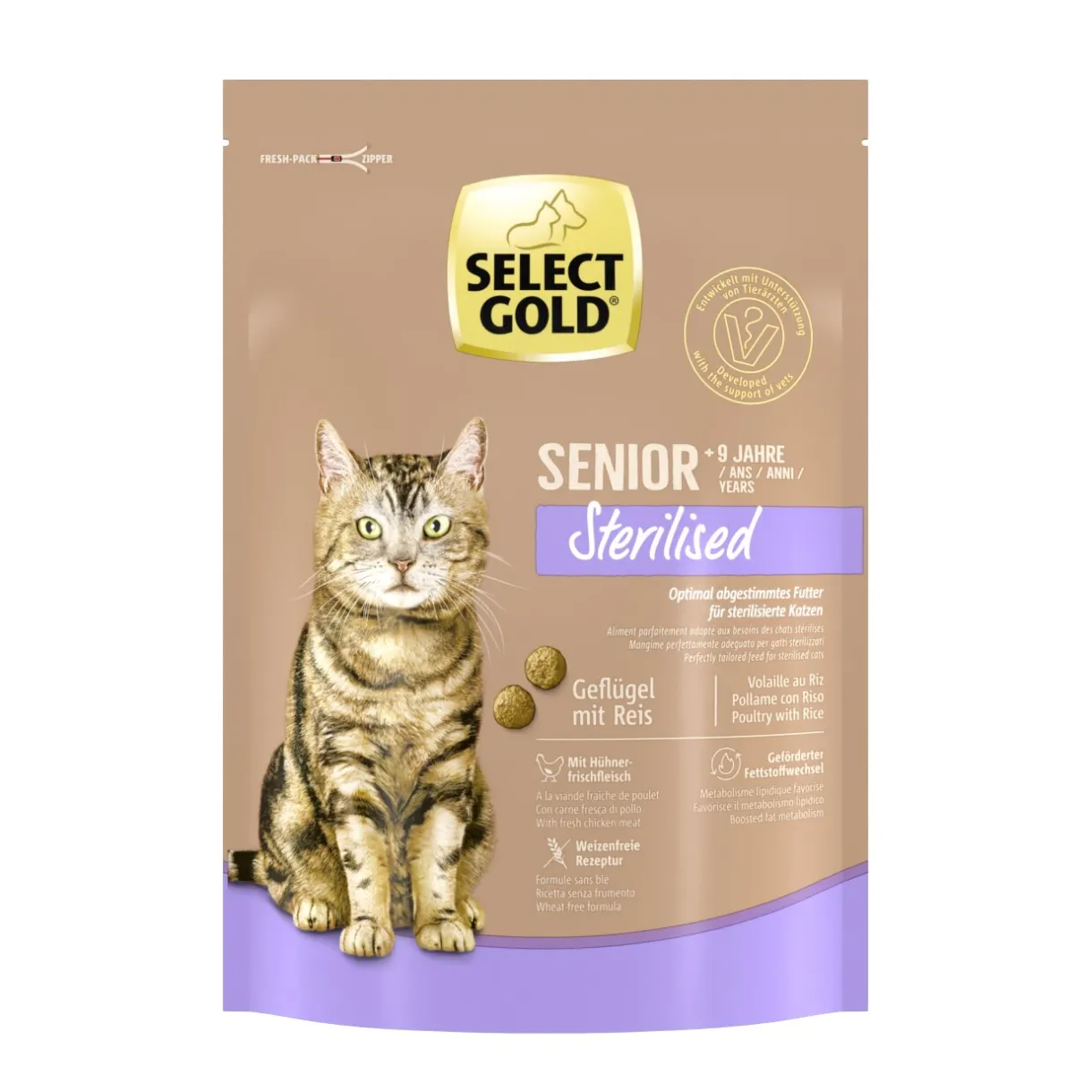 SELECT GOLD Croquettes Pour Chat^Sterilised Senior Volaille & riz 300 g