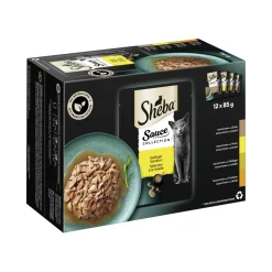 Sheba Nourriture Humide^Collection de Sauces Nourriture Humide Chat Adulte, Assortiment, en Sauce 12x85 g Sélection de volaille