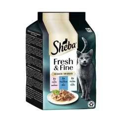 Sheba Nourriture Humide^Fresh & Fine Nourriture humide pour chat adulte, Multipack, en sauce 36x50 g Saumon, thon et truite