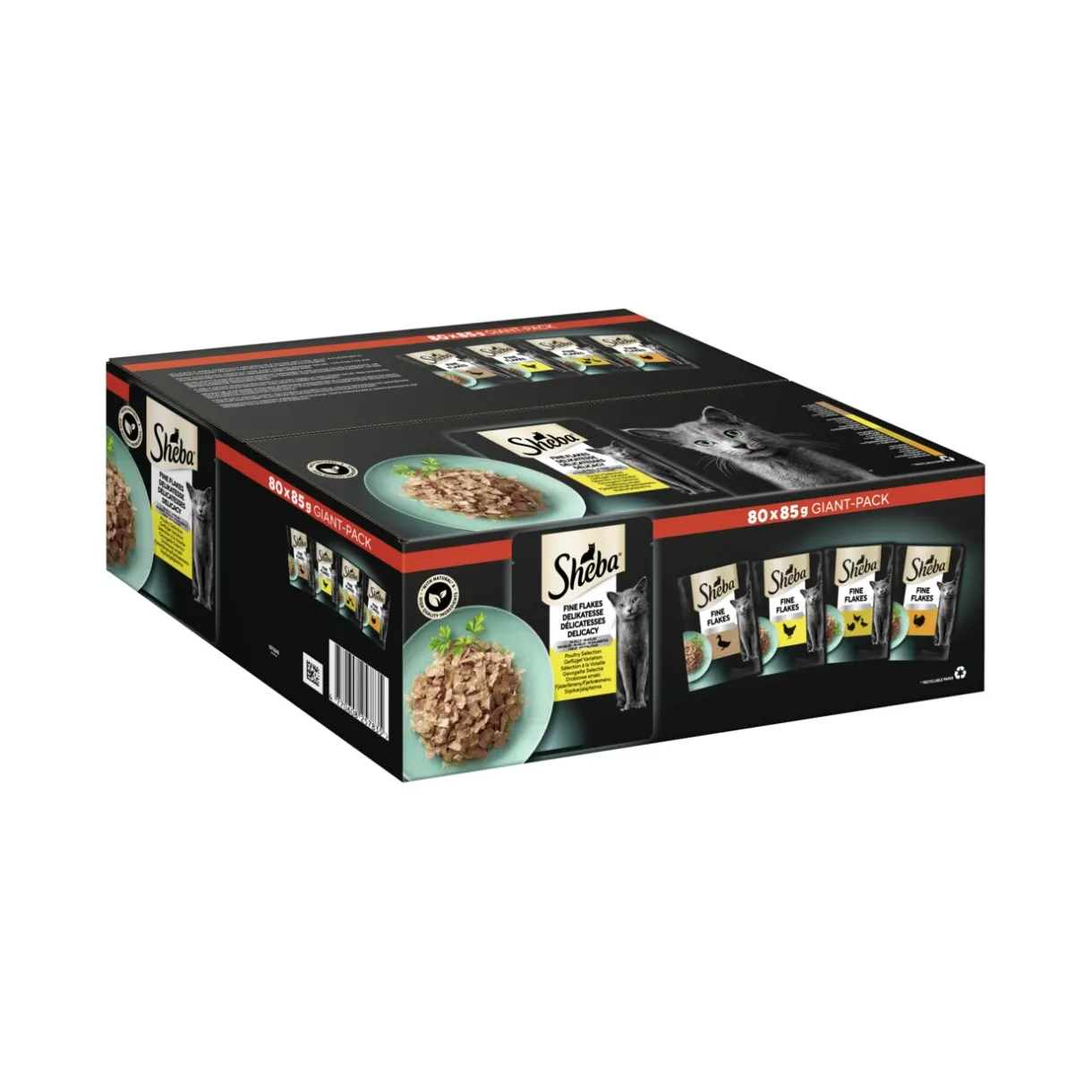 Sheba Nourriture Humide^Multipack Giant-Pack Délicatesse en gelée Variation de volaille 80 x 85 g