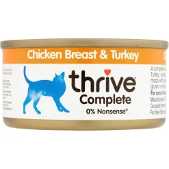 Thrive Nourriture Humide^Complete pour chat 12 x 75 g Poitrine de poulet et de dinde