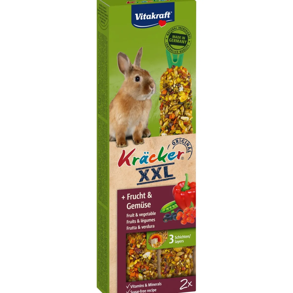 Vitakraft Friandises^Vitacraft Cracker XXL Lapins nains Fruits et légumes 4 x 2 pièces