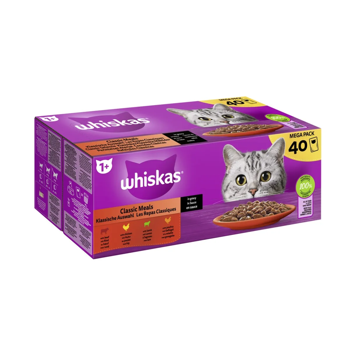Whiskas Nourriture Humide^Mega Pack 1+ sélection classique en sauce 40x85 g