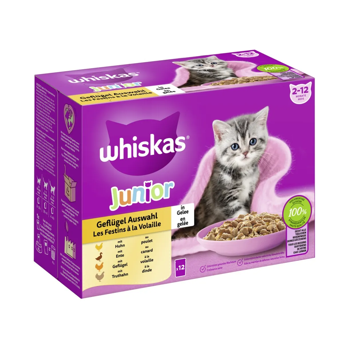 Whiskas Nourriture Humide|Nourriture^Multipack Junior sélection de volailles en gelée 12 x 85 g