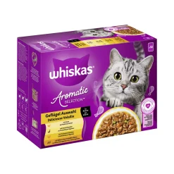 Whiskas Nourriture Humide^nourriture humide pour chat adulte, multipack, 1+ sélection de volaille, en sauce 12x85 g