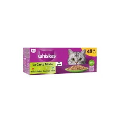 Whiskas Nourriture Humide^Sachets fraîcheur La Carte Mixte en gelée 4 variétés pour chat adulte 48x85g