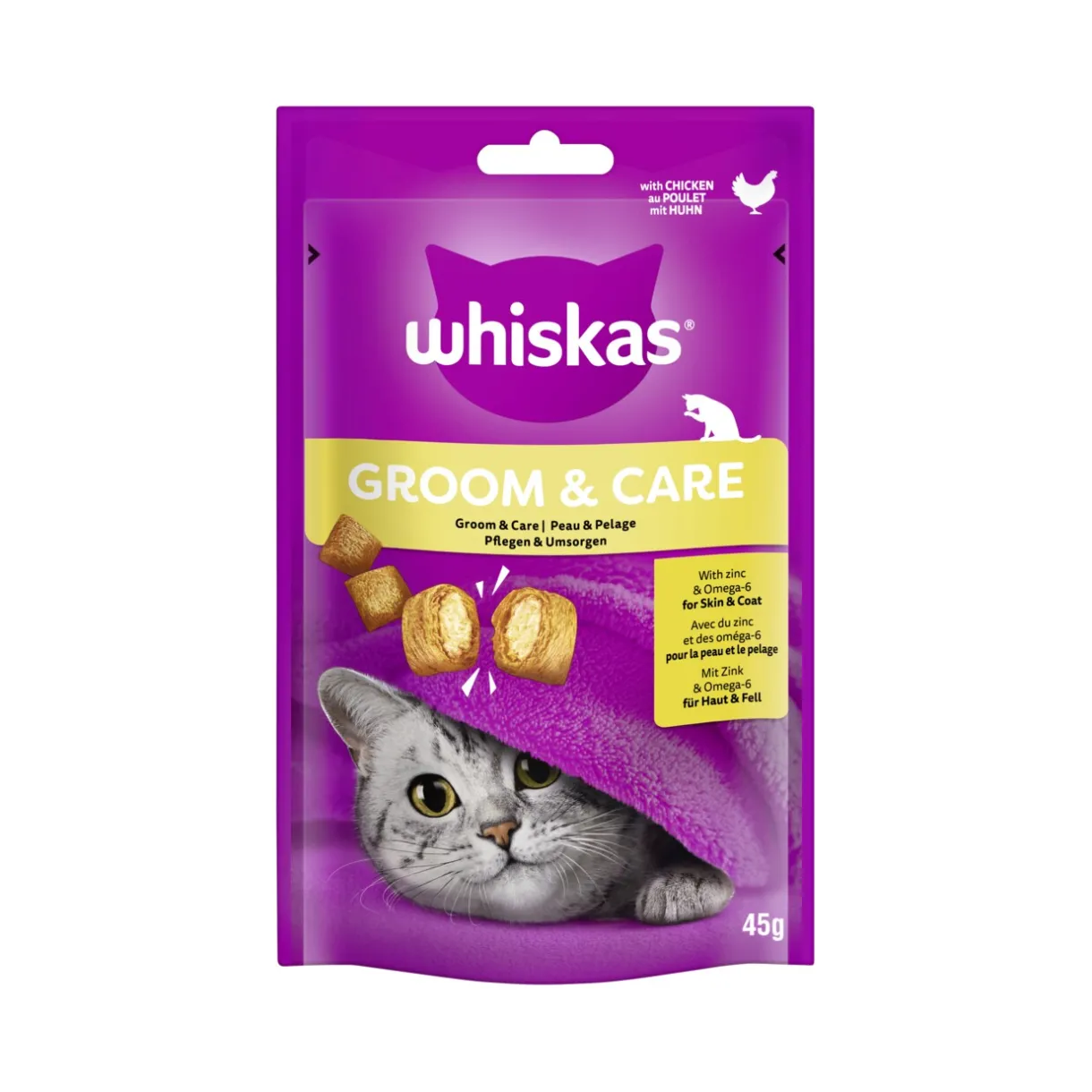Whiskas Friandises^Snack Groom & Care au poulet 8x45 g