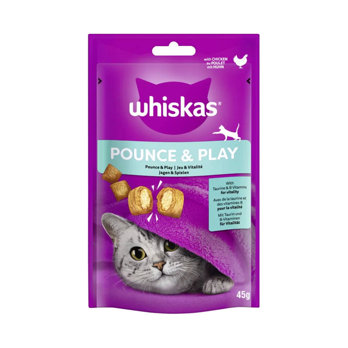 Whiskas Friandises^Snack Pounce & Play au poulet 8x45 g