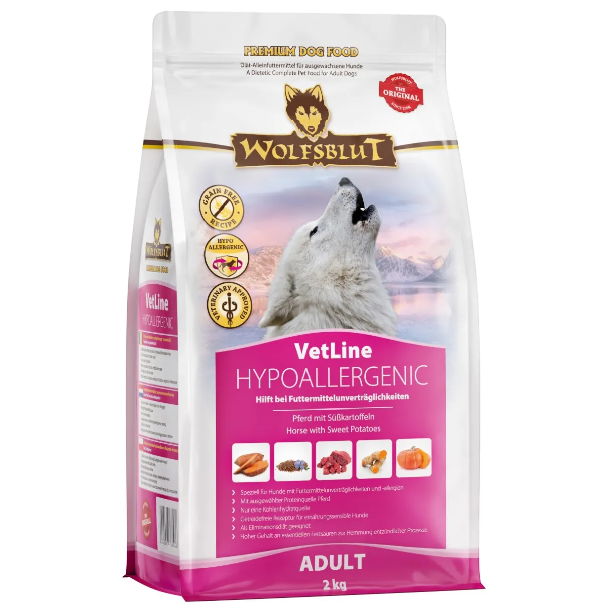 WOLFSBLUT Croquettes|Hypoallergénique^Adult VetLine Hypoallergénique, cheval 2 kg