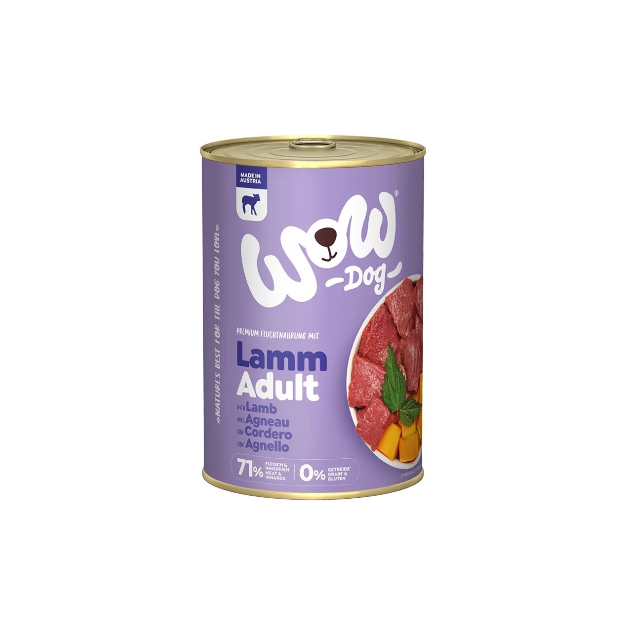 WOW Nourriture Humide^nourriture humide pour chien, adulte 6x400 g Agneau et potiron