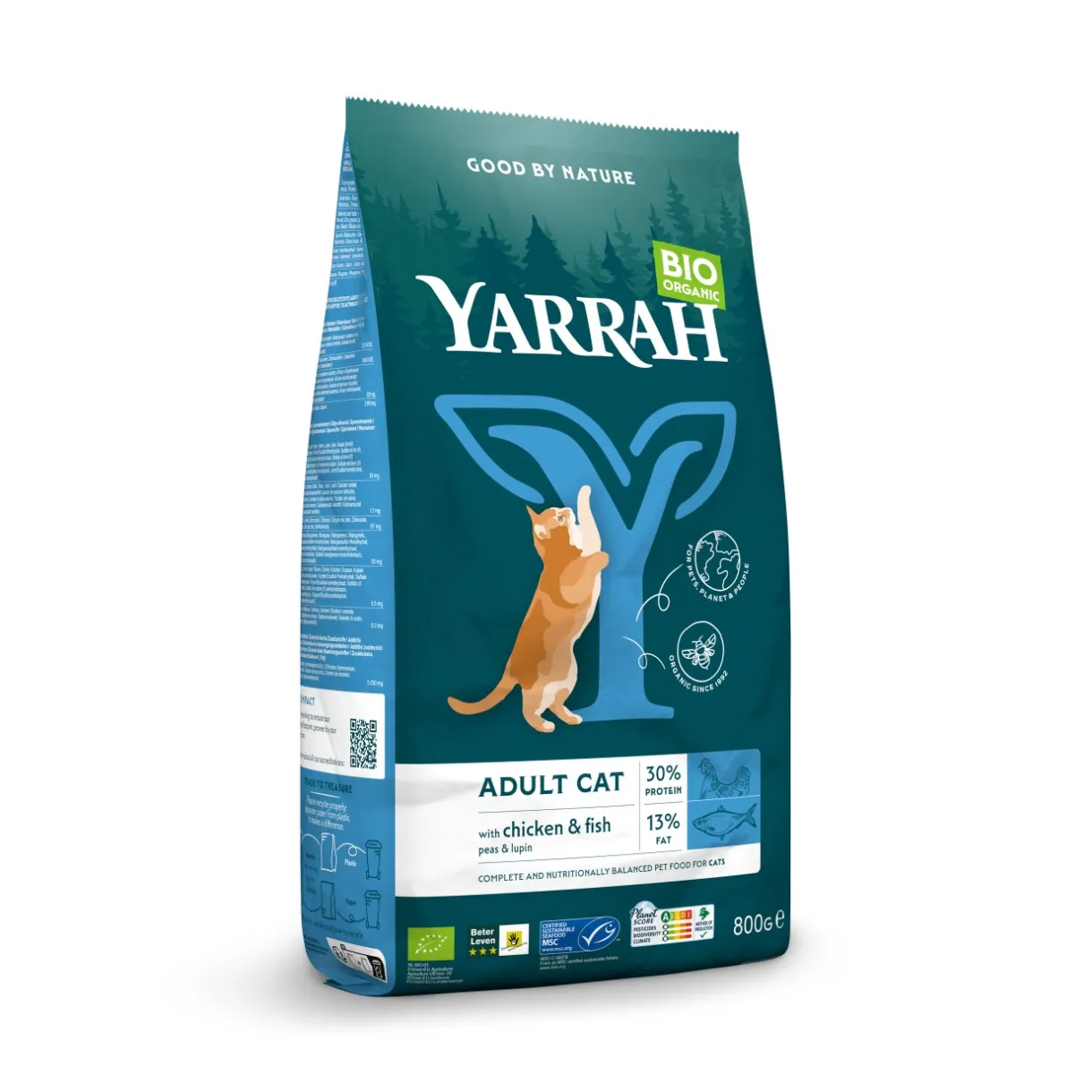 Yarrah Croquettes Pour Chat^Bio Adult nourriture sèche hareng 800 g